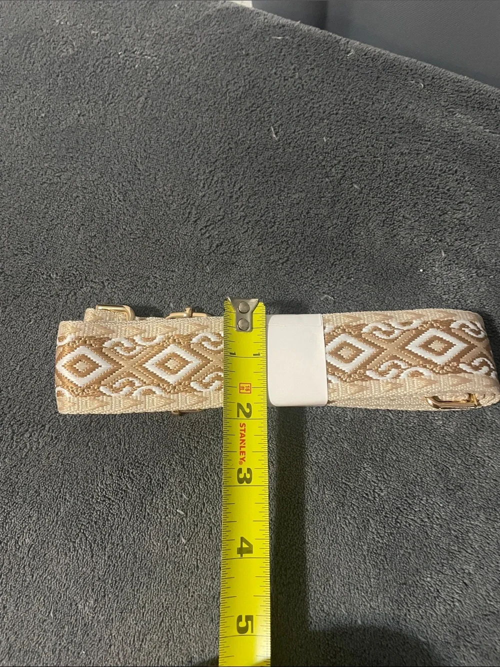 Neutral Beige and White Woven Adjustable Strap with Gold Hardware. NWT
